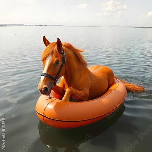 Floating orange horse
