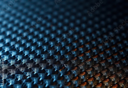 Close-up of carbon fiber weave texture showing glossy black strands, pattern, aerospace