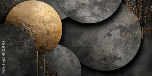 Elegant abstract backdrop with textured circles and golden accents