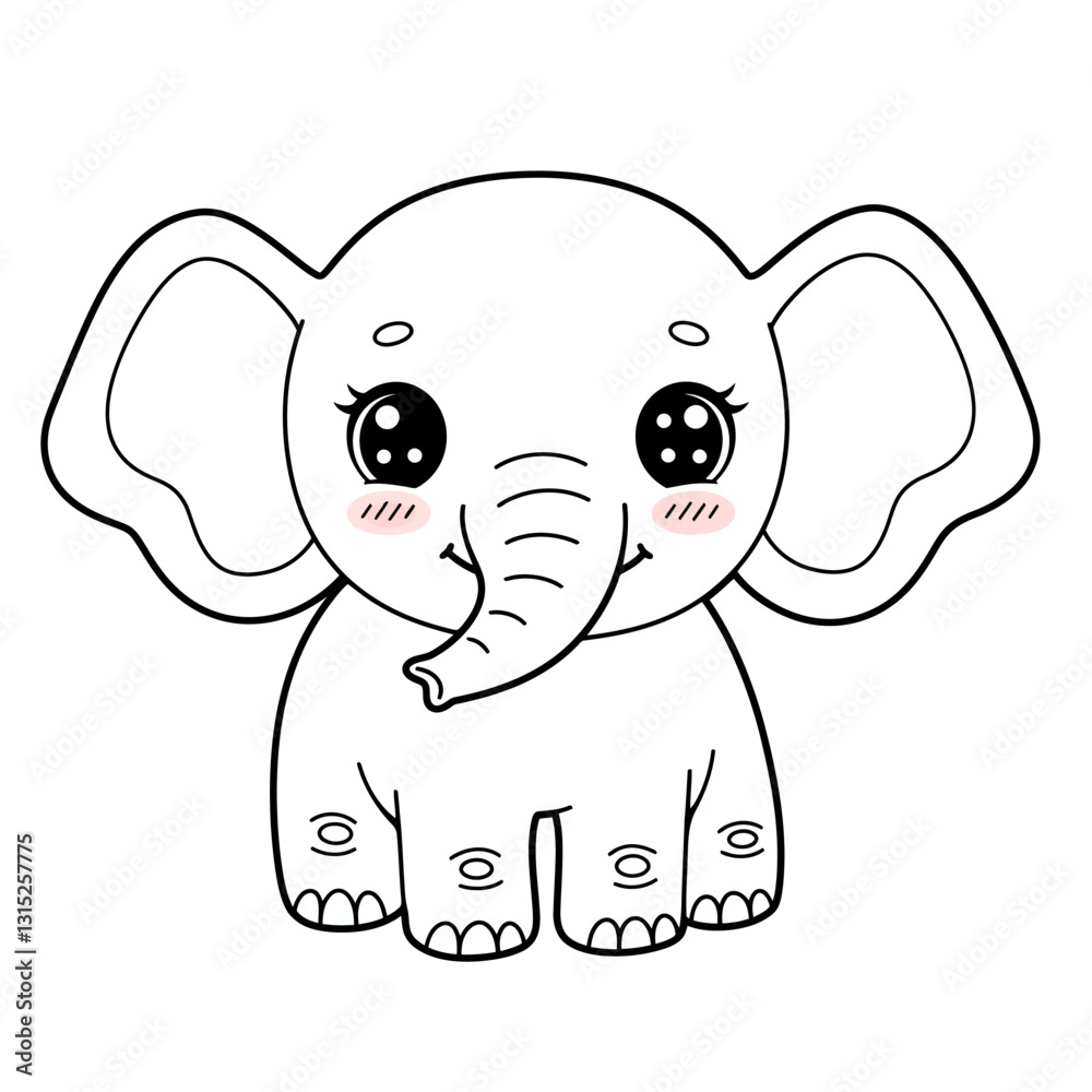 Obraz premium Adorable Kawaii Animal Vector Arts For Coloring Book