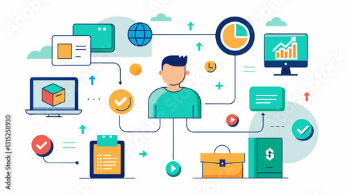 The entire data flow from the ecommerce transaction is carefully monitored and stored providing valuable insights to the website for improving future purchases and customer. Vector illustration