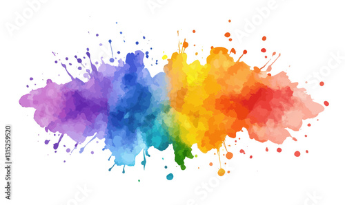 Vibrant Colorful Ink Splash Watercolor Explosion on White for Creative Designs