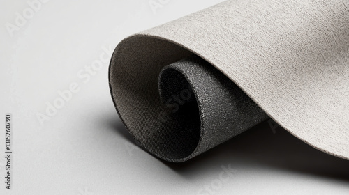 Minimalist fabric roll showcasing smooth gradient from cool pewter gray to light gray, emphasizing texture and simplicity in design. Perfect for modern decor