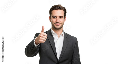 a handsome man wearing a suit and giving a thumbs up sign