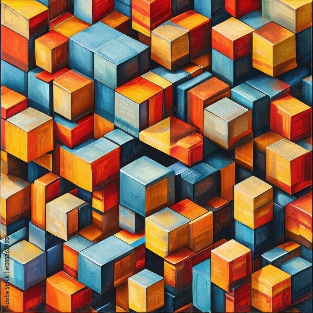 Obraz premium Squares with shifted corners in blue and teal colors. Generated AI