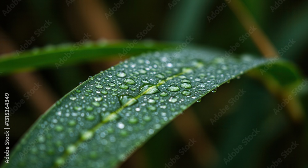 Dew Drops on a Green Leaf Close-up Fresh Morning Beauty Dew Drops on a Green Leaf Close-up Fresh Morning Beauty