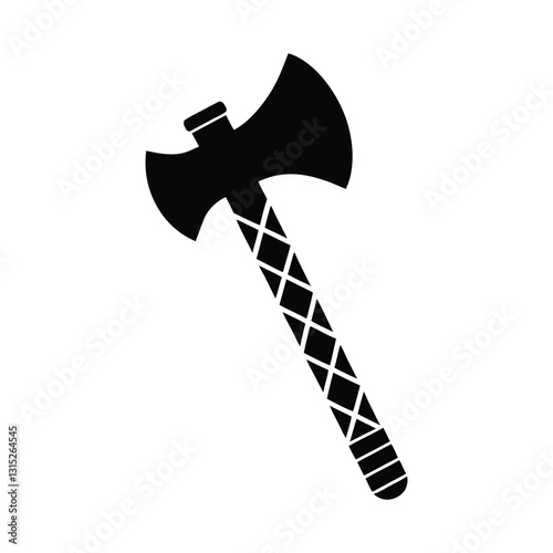 Silhouette of an Axe with Straight Handle and Curved Blade - High-Quality Vector Illustration for Tools and Survival Gear