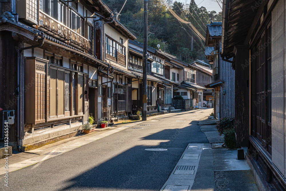 Beautiful later afternoon sight in Ine Bay, with the typical Funaya boat houses. Kyoto, Japan. Beautiful later afternoon sight in Ine Bay, with the typical Funaya boat houses. Kyoto, Japan.
