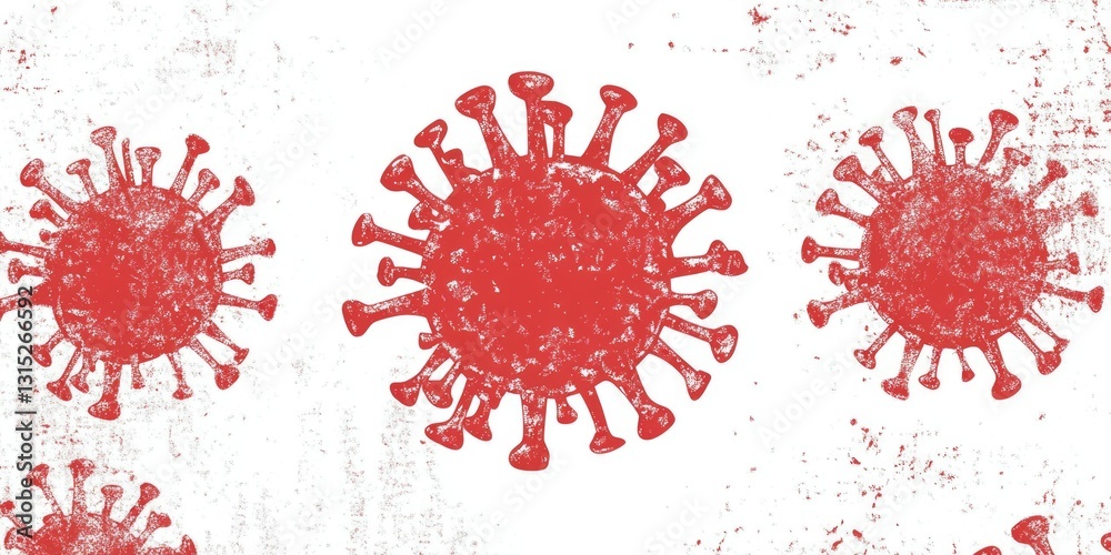 Obraz premium Grunge Warning Label: Red Coronavirus Stamp on White Background for Biohazard and Quarantine Alerts