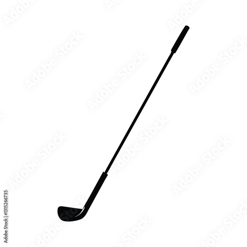 Black Silhouette of a Golf Club with Angled Clubhead