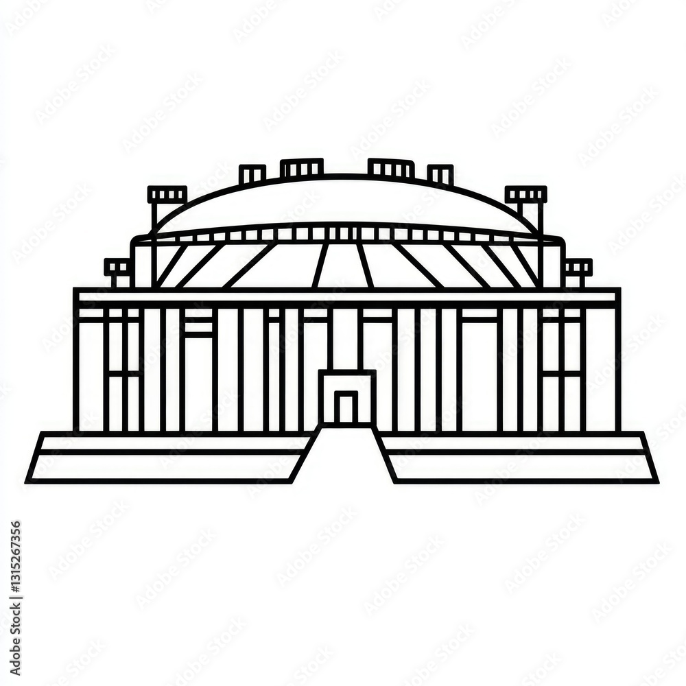 Obraz premium Minimalistic Stadium Outline Icon - Architectural Structure in Clean Lines
