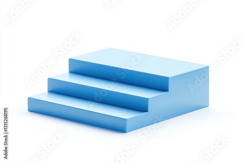 Three light blue steps on white background.