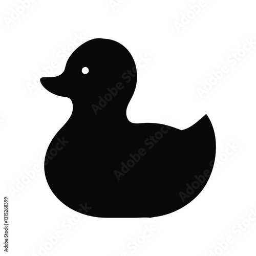 Black Silhouette of a Duck - High-Quality Vector Icon for Nature, Duck silhouette isolated white background. Wildlife Designs