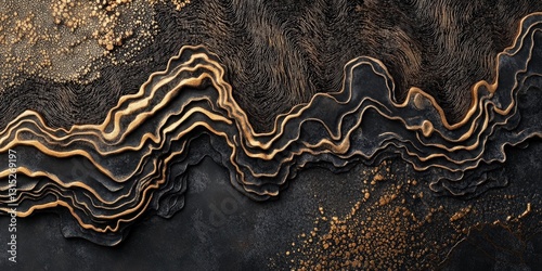 Elegant golden line art over dark stone texture surface design