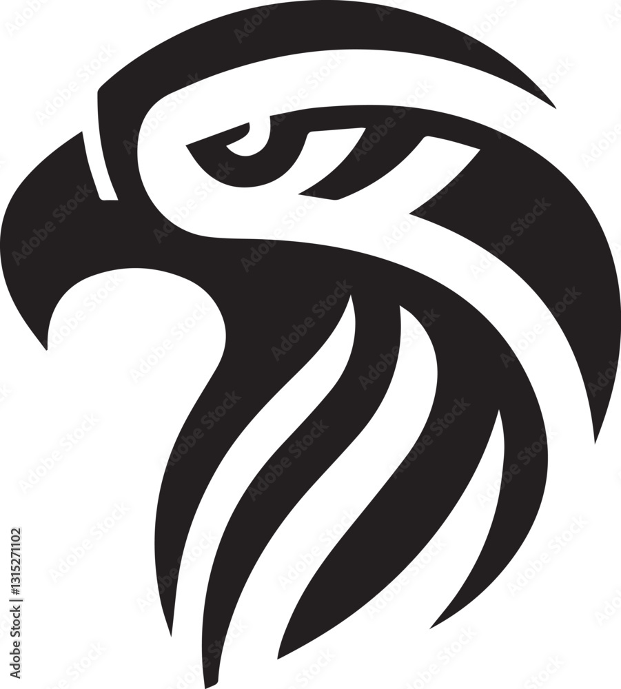 Bold Tribal Eagle Head Vector Logo in Black and White
Bold Tribal Eagle Head Vector Logo in Black and White