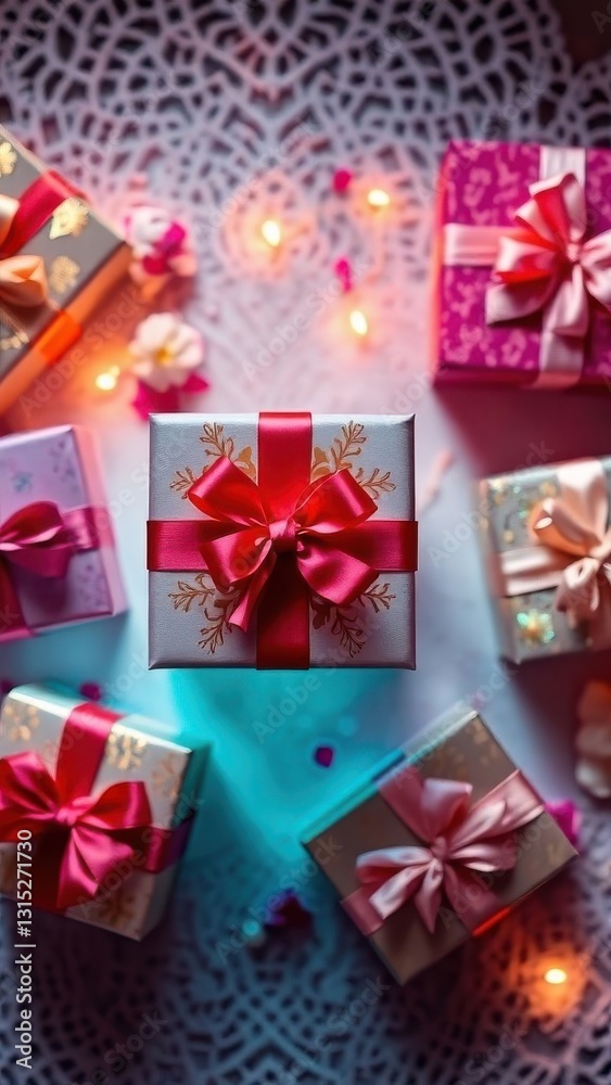 Gift boxes of different colors. Gift boxes of different colors.