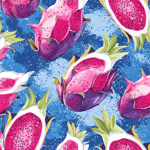 Professional Dragon Fruit Seamless Pattern for Backgrounds and Designs