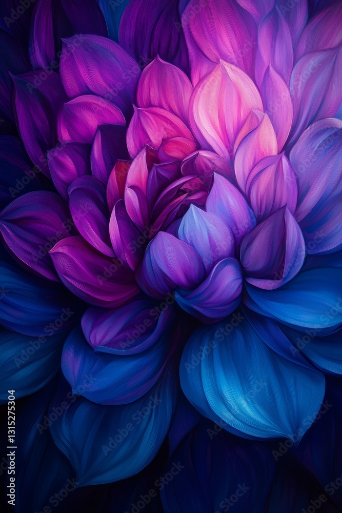 Vibrant close-up dahlia, gradient colors, intricate petals, dark background Vibrant close-up dahlia, gradient colors, intricate petals, dark background