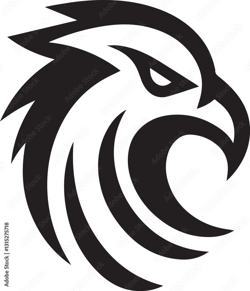 Obraz premium Bold Tribal Eagle Head Vector Logo in Black and White