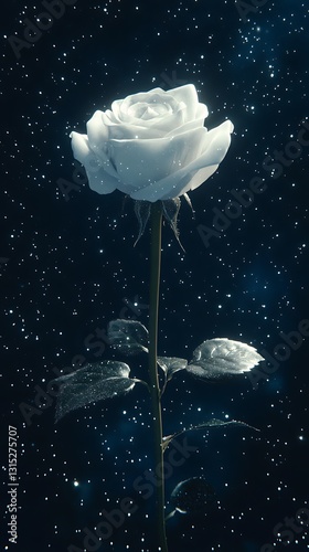 White Rose on Black Background, Abstract Image, Texture, Pattern Background, Wallpaper, Cover and Screen for Smartphone, PC, Laptop, 9:16 and 16:9 Format