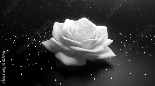 White Rose on Black Background, Abstract Image, Texture, Pattern Background, Wallpaper, Cover and Screen for Smartphone, PC, Laptop, 9:16 and 16:9 Format