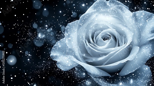 White Rose on Black Background, Abstract Image, Texture, Pattern Background, Wallpaper, Cover and Screen for Smartphone, PC, Laptop, 9:16 and 16:9 Format