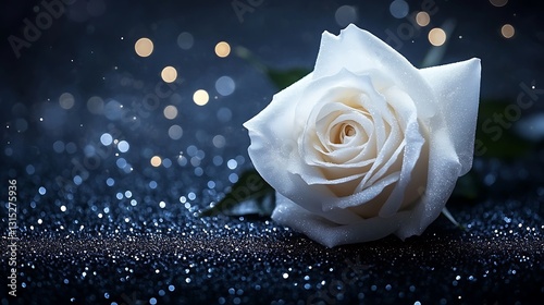 White Rose on Black Background, Abstract Image, Texture, Pattern Background, Wallpaper, Cover and Screen for Smartphone, PC, Laptop, 9:16 and 16:9 Format