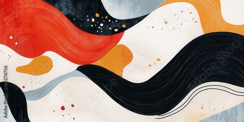 Fluid Shapes Artwork, Contemporary Abstract with Textured Brush Strokes