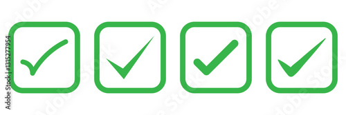tick mark with checkbox icon. green checkmark sign for app, ui, website. vector illustration on transparent background.
