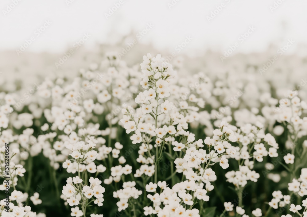 White Flower Field, Soft Focus, Nature Scene