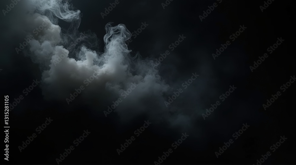 Image features dramatic smoke textures with a black background Image features dramatic smoke textures with a black background
