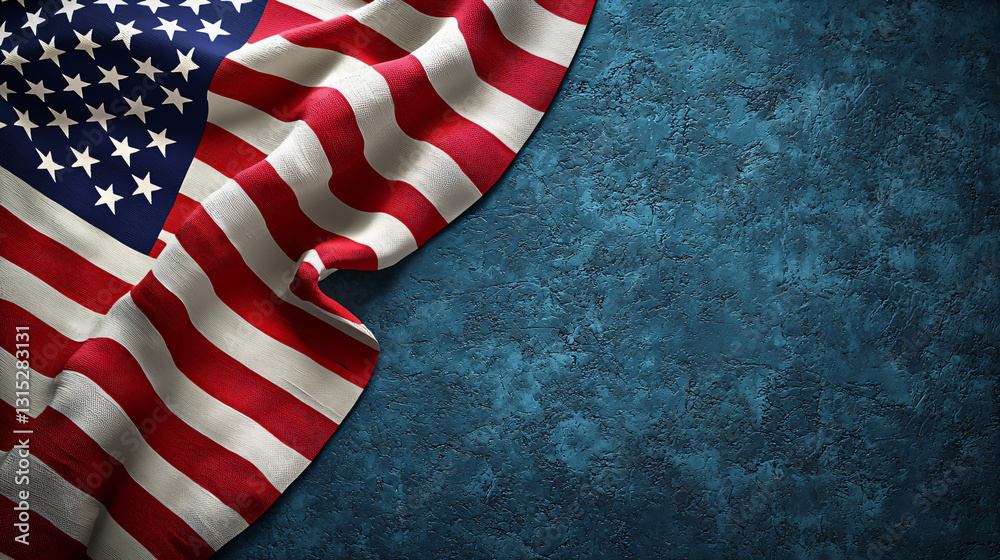 Obraz premium Memorial Day Celebration with USA Flag on Deep Blue Background