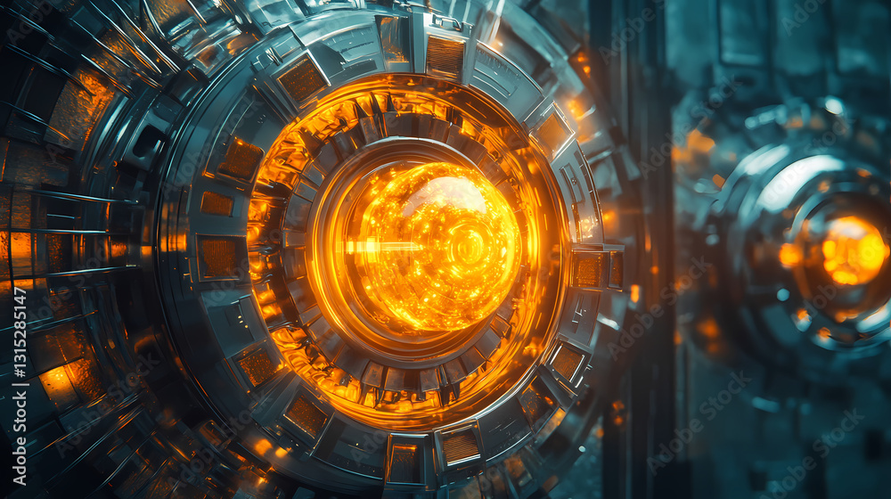 Fototapeta premium Scifi quantum reactor core generating infinite power, futuristic aipowered energy revolution. Infinite - Universe. Illustration