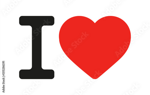 I love, heart red, popular illustration.