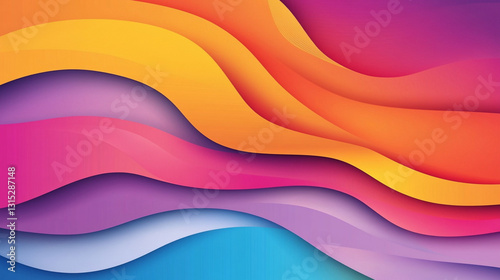 Colorful Abstract Waves Background Vibrant Digital Art in Gradient Design