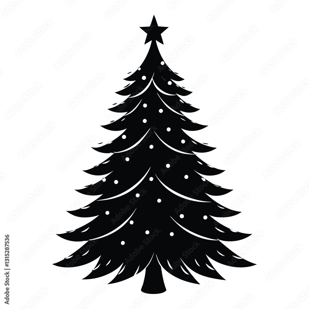 Obraz premium christmas tree vector silhouette with white background