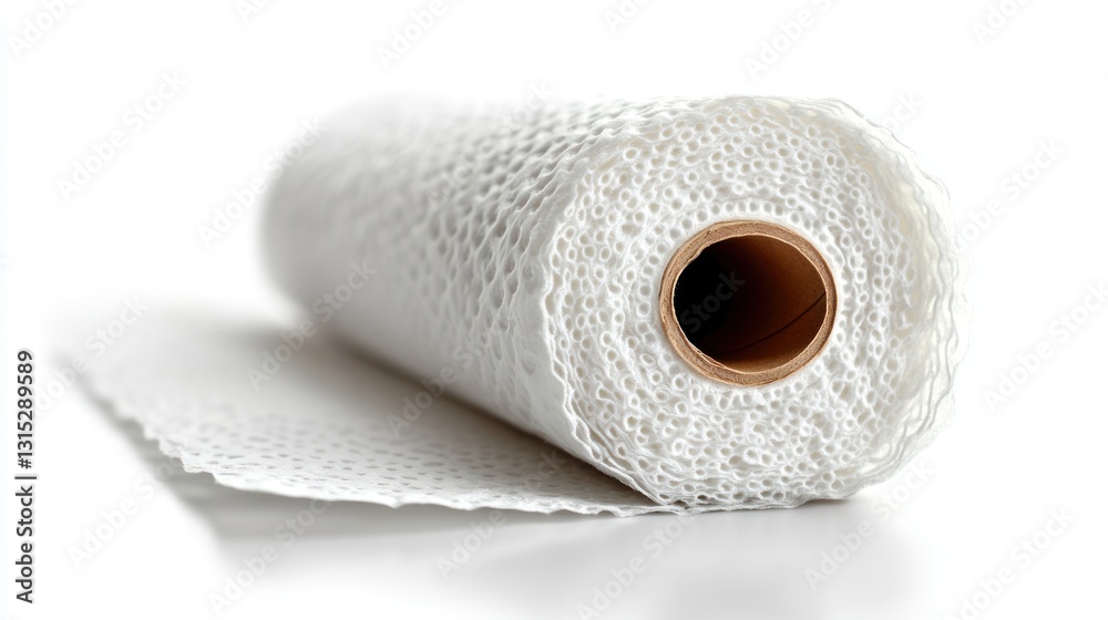 Rolled paper towel against white background Rolled paper towel against white background