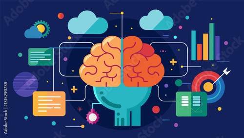 The digital brains analytical prowess was unmatched making it a key player in the world of big data.. Vector illustration