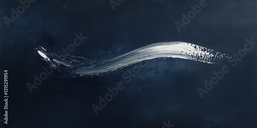 Abstract Acrylic Wave Stroke on Deep Indigo Canvas Painting