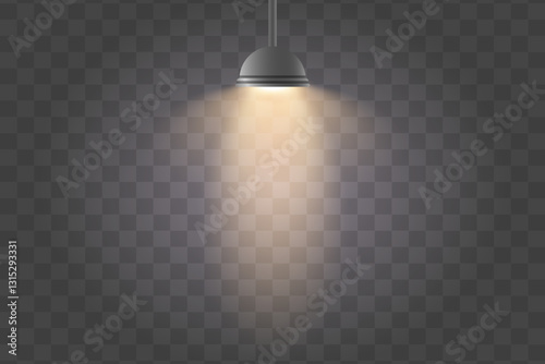Lamp with yellow light. Light effect. Studio effect. On a transparent background. Vector illustration. EPS10.