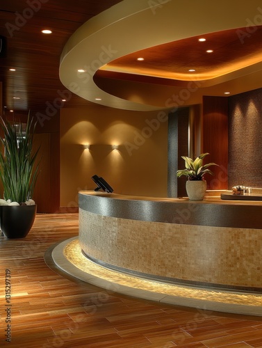 The elegant and modern reception desk and waiting room photo