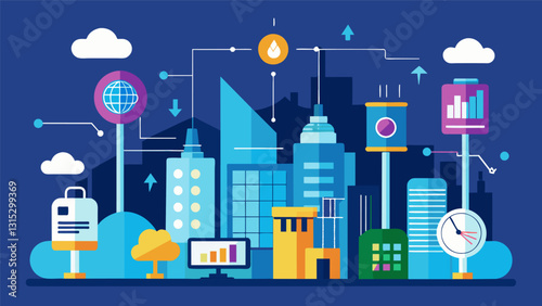 The citys power grid hummed with efficiency thanks to the realtime data analytics that monitored and optimized energy usage.. Vector illustration