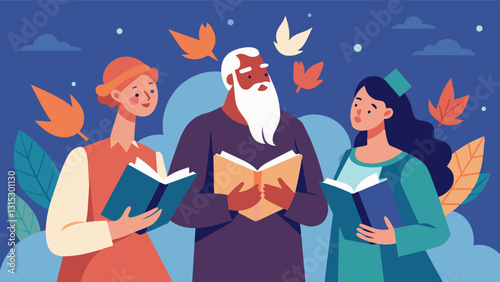 As the last poet reads their final lines a sense of inspiration and unity lingers in the air reminding everyone of the beauty and strength of coming together through poetry.. Vector illustration