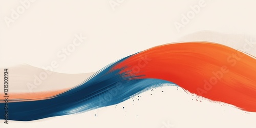 Dynamic Brushstroke Painting with Bold Red and Navy Palette Art