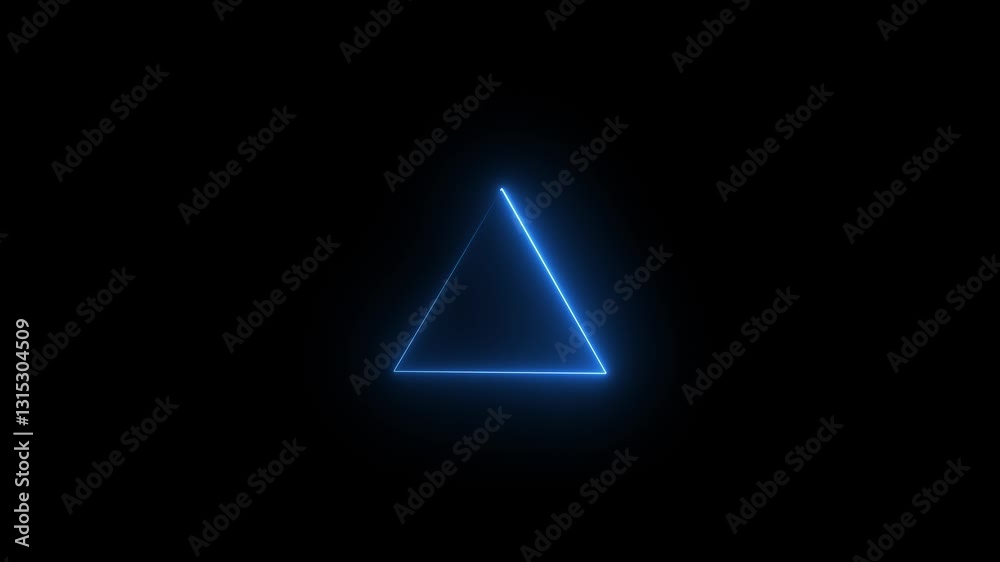 Abstract neon light line running loop triangle frame animation on the black background. Neon glowing triangle frame animation. Modern. blue color neon icon Abstract neon light line running loop triangle frame animation on the black background. Neon glowing triangle frame animation. Modern. blue color neon icon