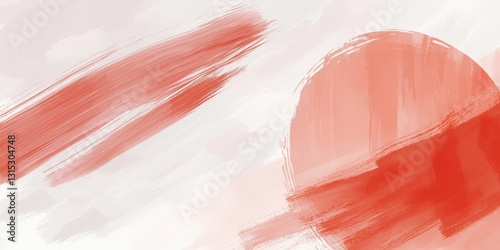 Salmon hues painting, abstract watercolor strokes contemporary style