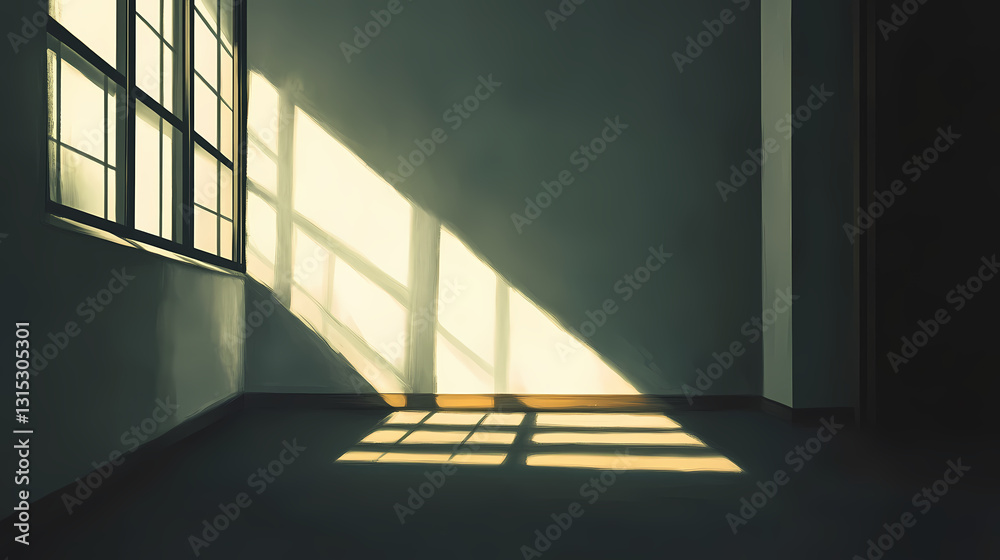 Obraz premium White wall with soft light streaks and shadow. Shadowed - Alley. Illustration