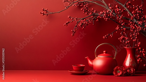 Vibrant Red Chinese New Year Event Layout Photo in Vertical Orientation
