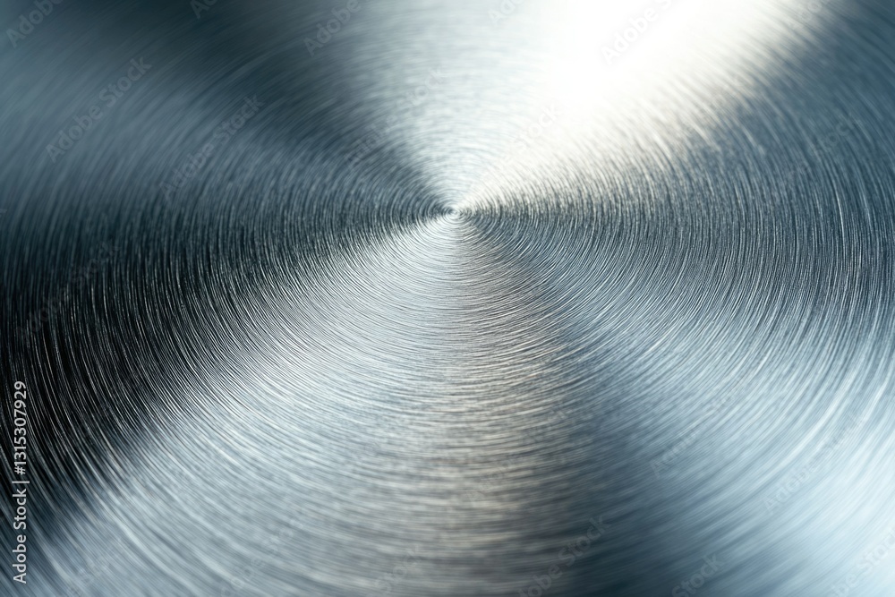 Circular brushed metal texture with concentric lines, reflecting light. Circular brushed metal texture with concentric lines, reflecting light.