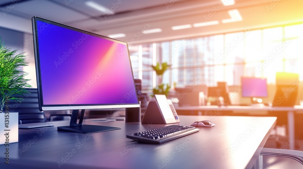 Bright High Tech Office Atmosphere with Modern Interface Bright High Tech Office Atmosphere with Modern Interface